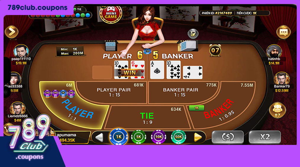 Giao diện trò chơi Baccarat tại cổng game 789club