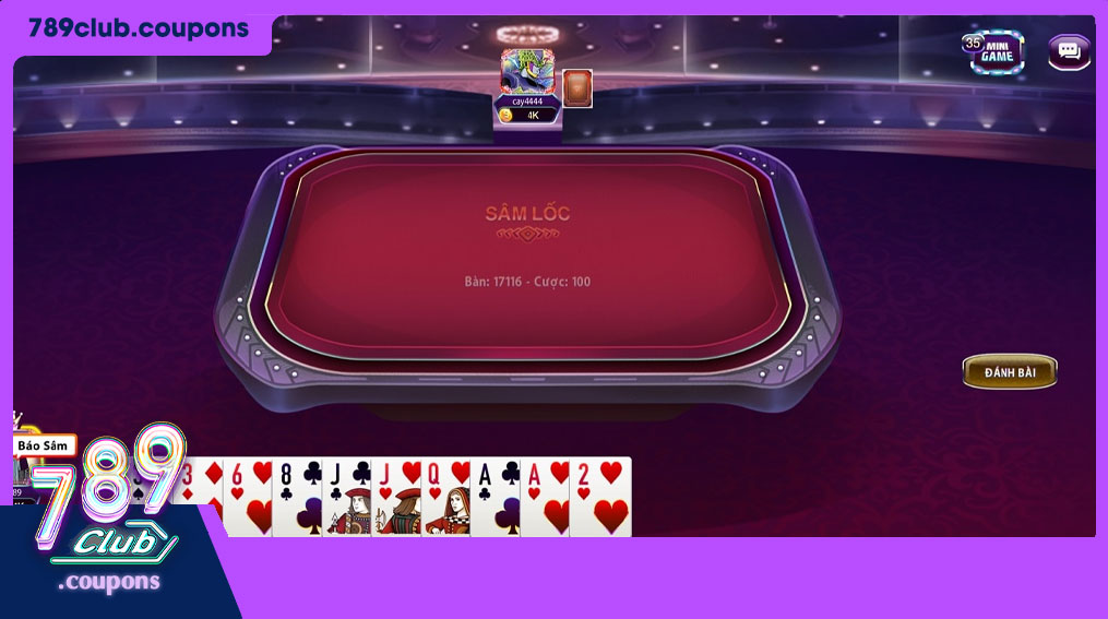 Giao diện bài sâm trong cổng game 789club